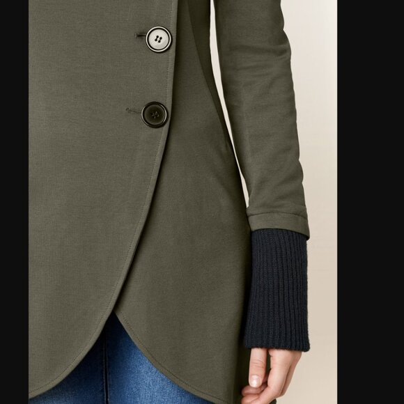 Venus Asymmetrical Military-Style Jacket, Olive Green, Sz 2 - Picture 4 of 16